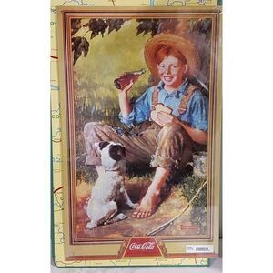 Norman Rockwell Coca Cola "Barefoot‎ Boy" Tin Metal Sign,   10" X 15 1/2"